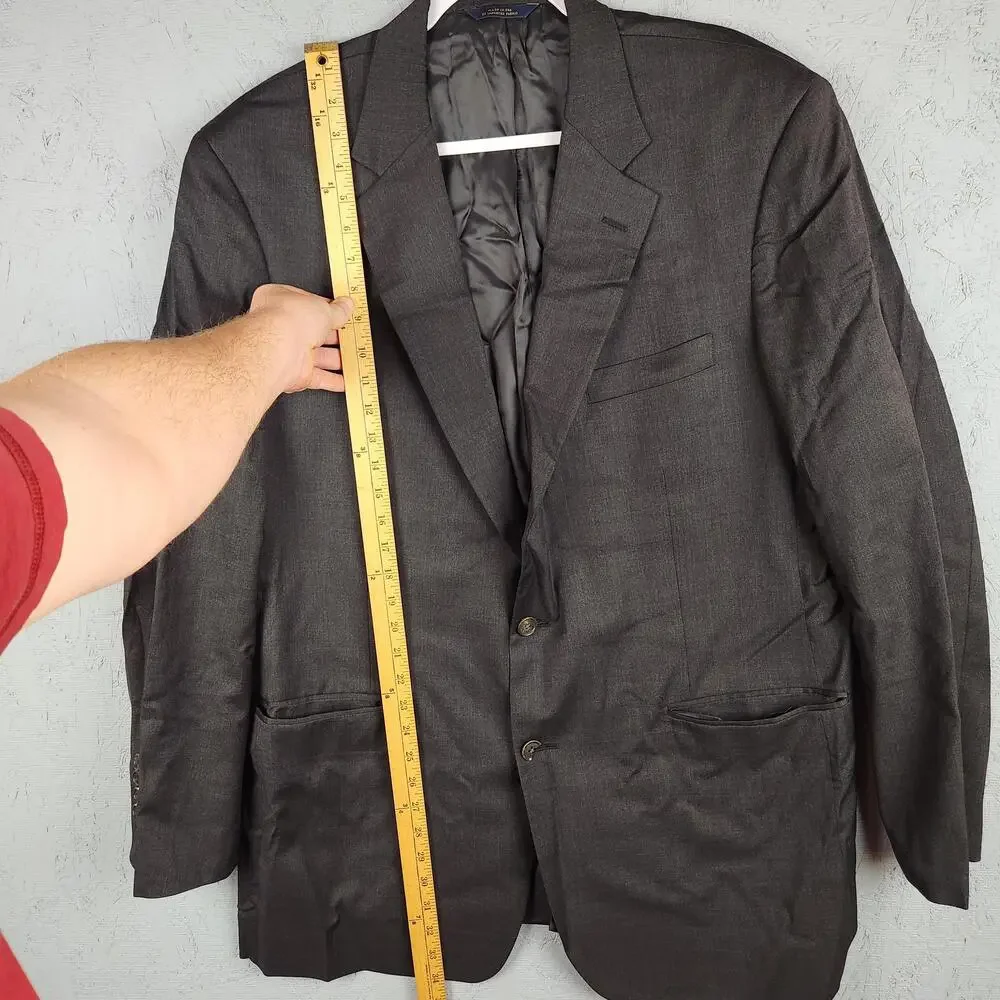 Brooks Brothers 1818 Madison Blazer Mens 46L Gray Sport Coat Wool USA Cupro